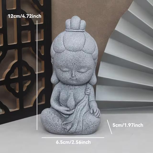 4.7" Sculpture Gifts GuanYin Ornament Simple Home Outdoor Statue Grave