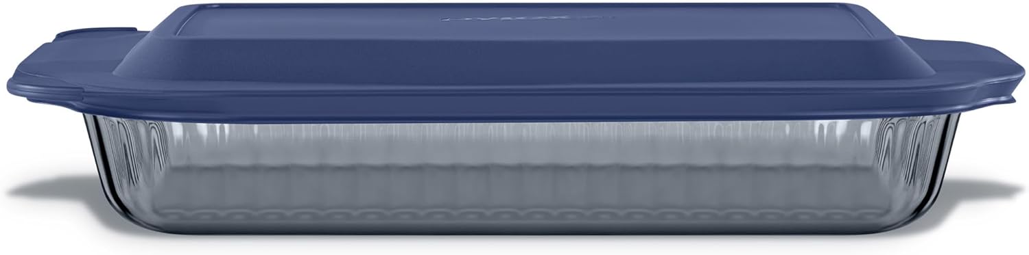 Pyrex Colors Tinted (9x13) Glass Baking Dish with BPA-Free Lid, Oblong