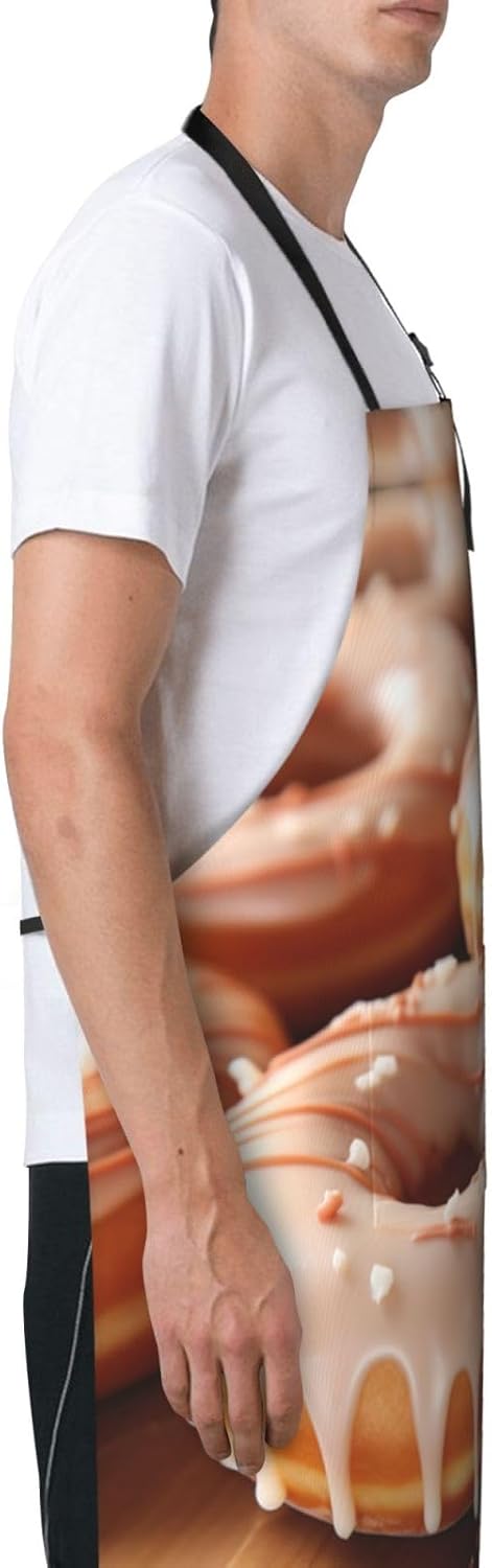 Donuts print Waterproof apron with pocket adjustable cooking apron for adult kitchen bibs to bake
