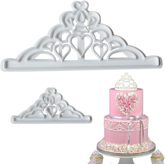 2pcs Crown Mould Plastic Fondant Cutter Cake Mold Fondant Cupcake Deco