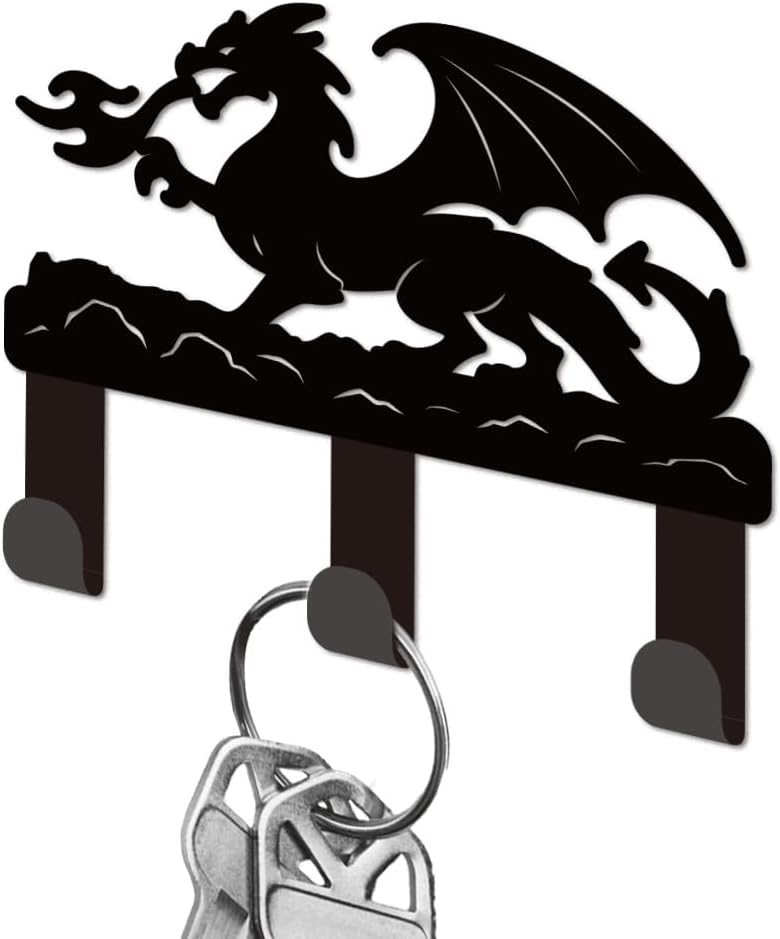 Dragon Key Holder for Wall Mini Black Iron Key Hooks Wall Mounted Key 