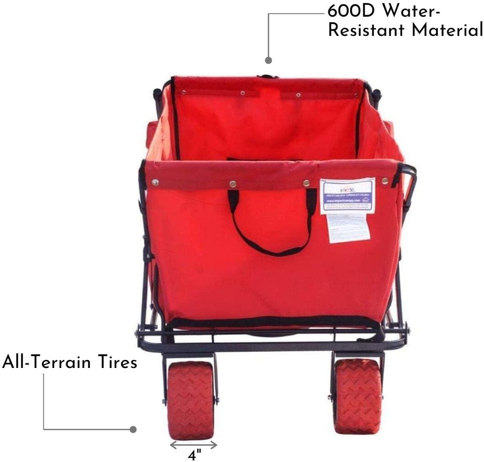 Impact Canopy Folding Collapsible Utility Wagon, Extra-Large Wagon wit