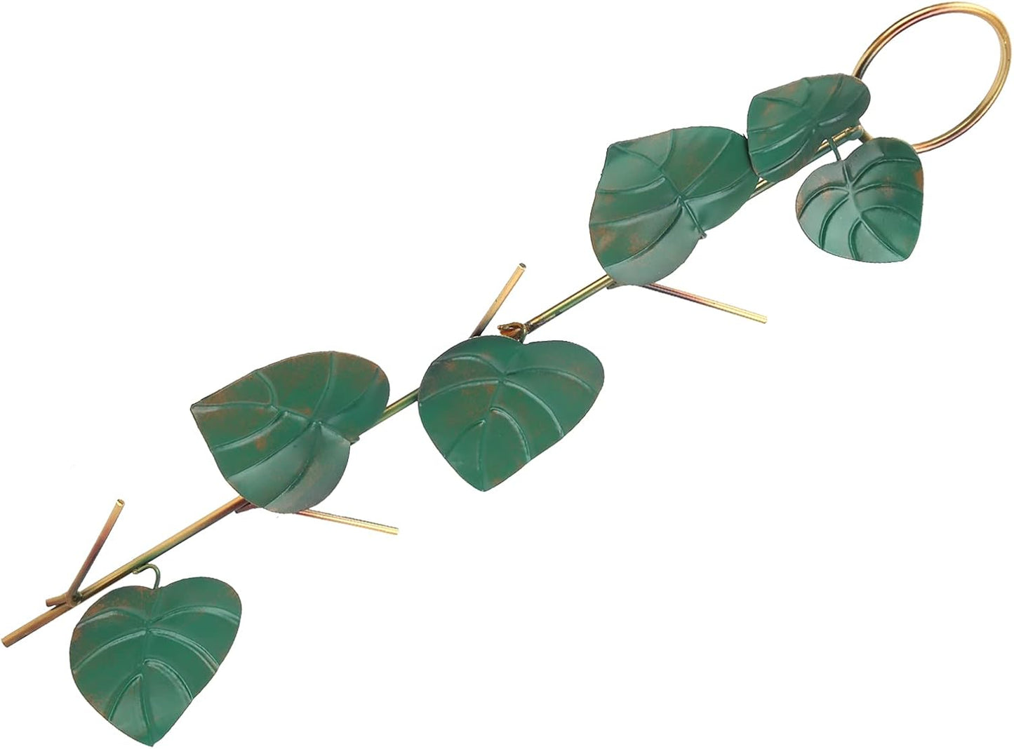 Pilipane Bird Feeder Metal Hummingbird Feeder Outdoor Hanging Type with Anti Coating for Garden Yard Decoration Green Leaves Design 45cm Length