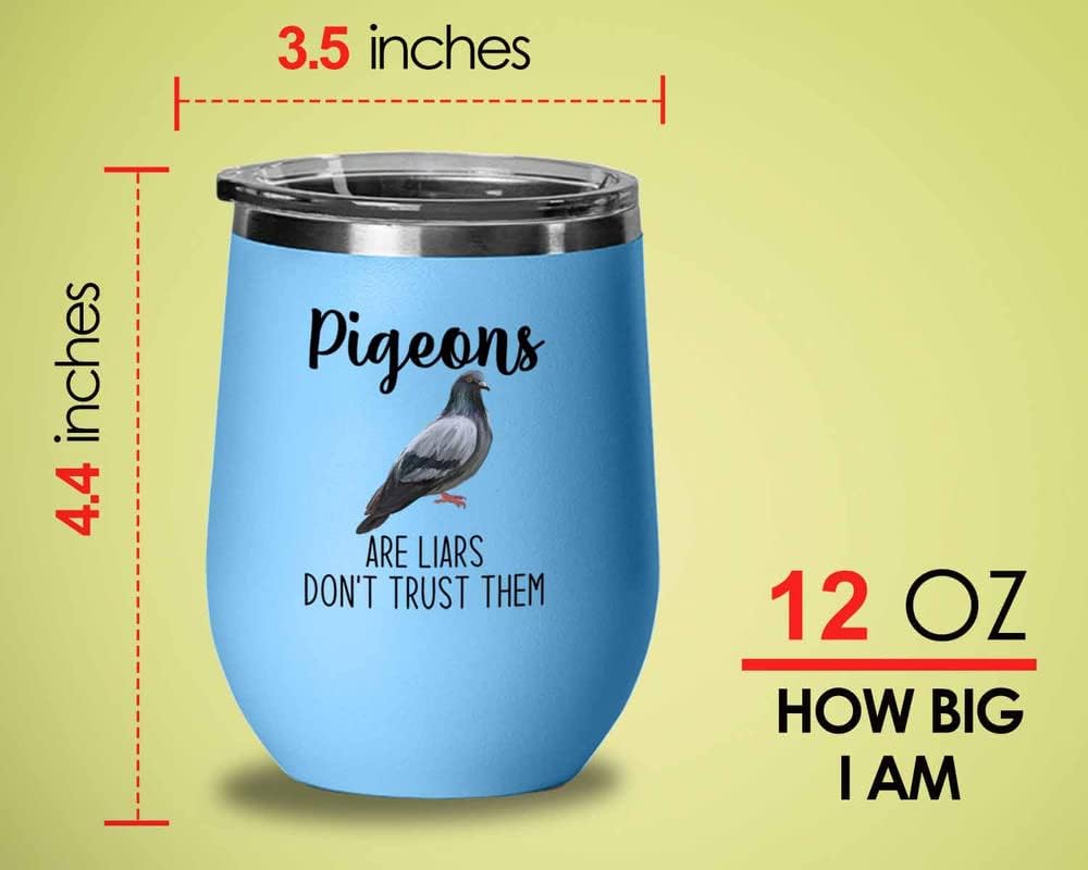 Bird Lover Blue Edition Wine Tumbler 12oz - Don't Trust pgeon - Hummin