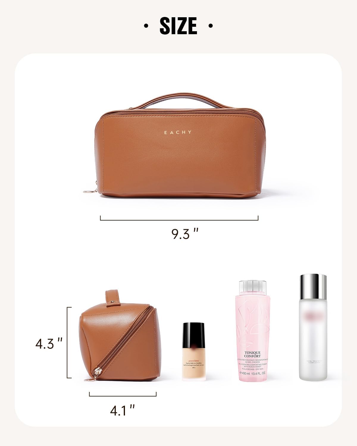 EACHY Travel Makeup Bag, Large Capacity Cosmetic Bag for Women, Waterp