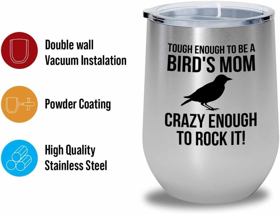 Birding Silver Edition Wine Tumbler 12oz - Tough enough to be - Bird F