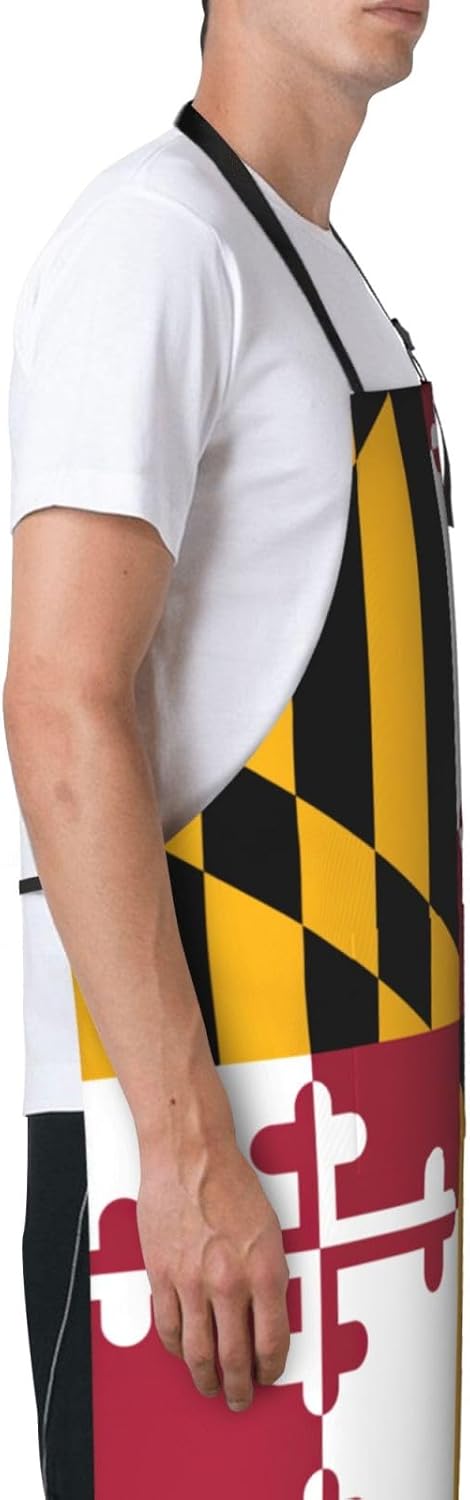 Maryland State Flag print Waterproof chef's apron with pocket apron fo