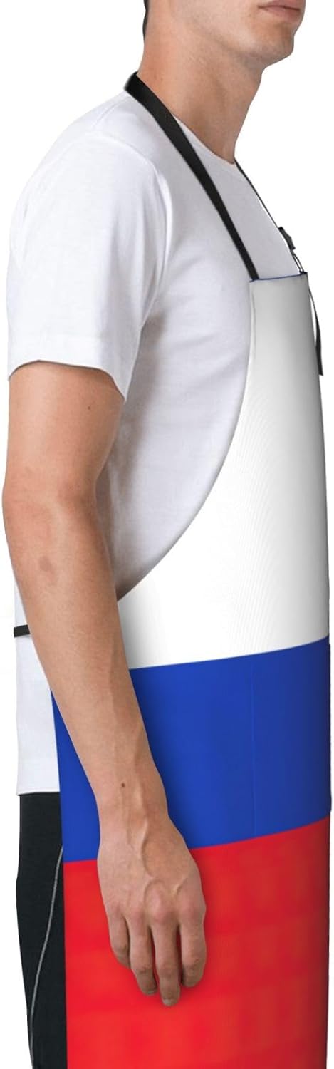 Russian Flag print Waterproof chef's apron with pocket apron for kitch