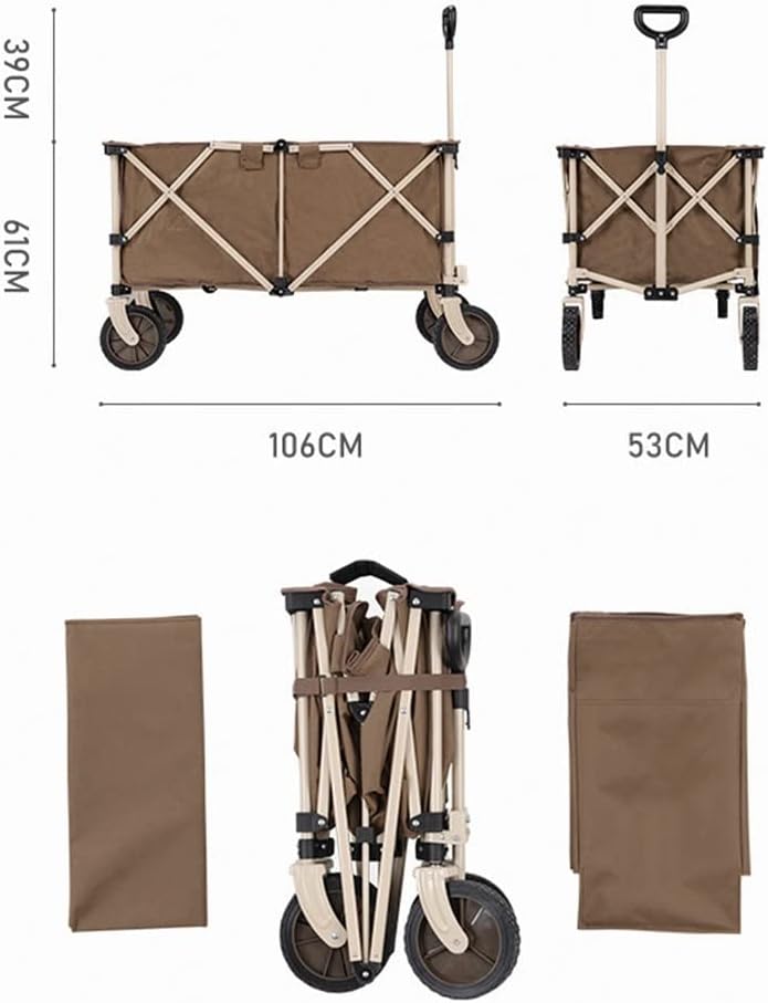 JSEIAJB 193L Outdoor Folding Cart Big Capacity Portable Luggage Trolley Adjustable Handle Travel Shopping Wheelbarrow Camp