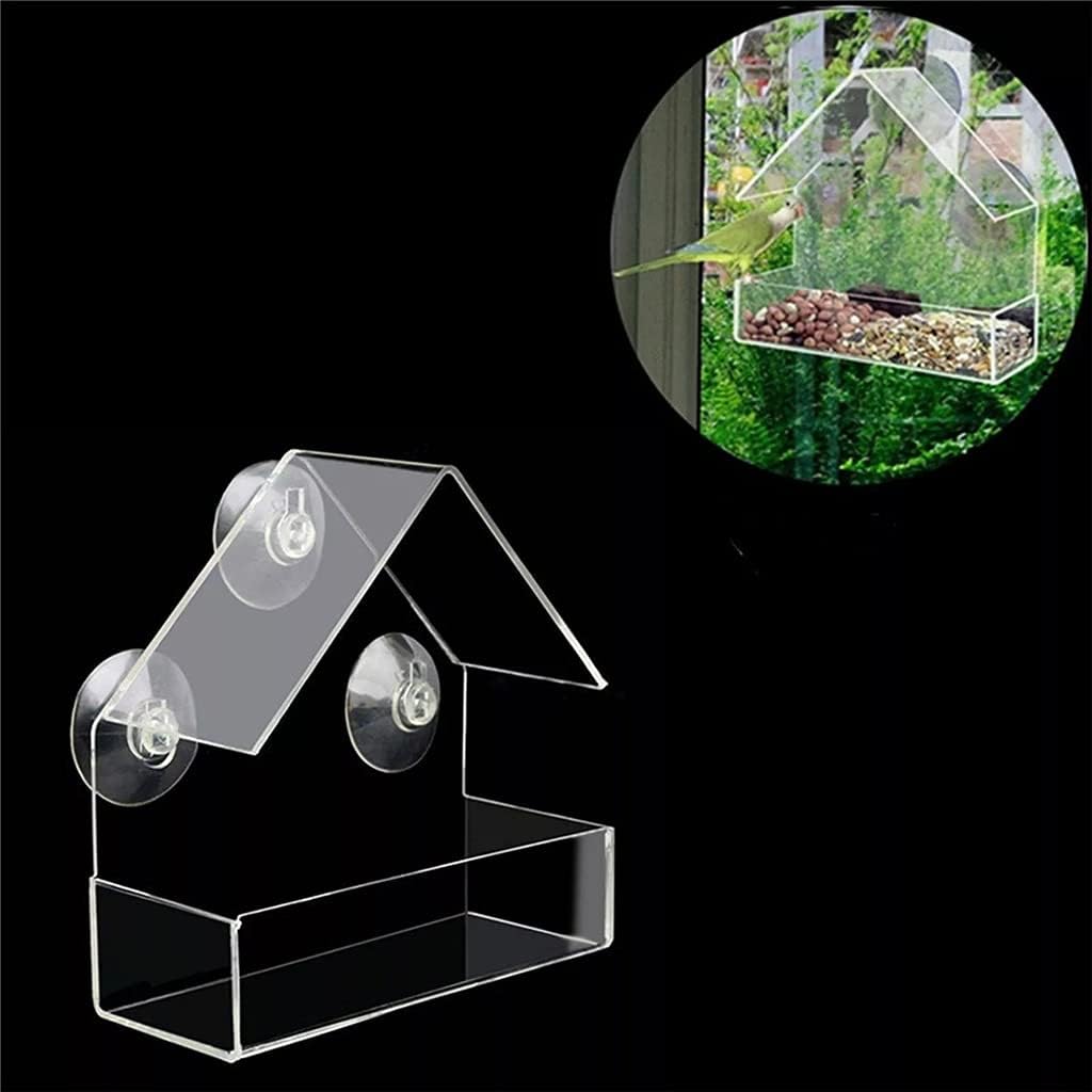 Window Bird Feeders Transparent Outdoor Bird Feeder Outdoor Acrylic Windbreak Ball Bird Hanging Suction Pet Feeder (Color : Clear Size : One Size)