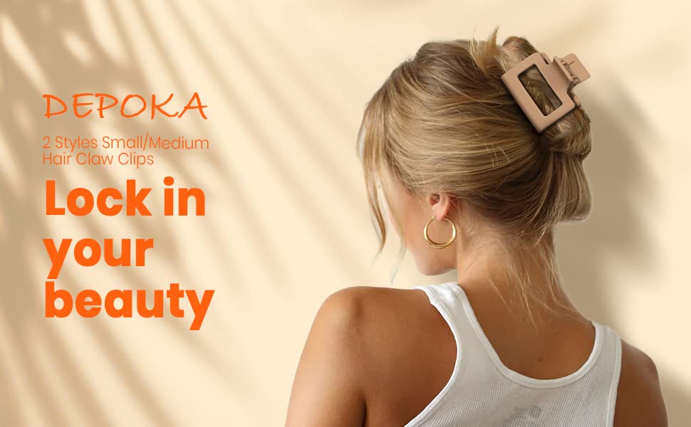 Matte Hair Clips for Women and Girls - Rectangle and Double Row Small 