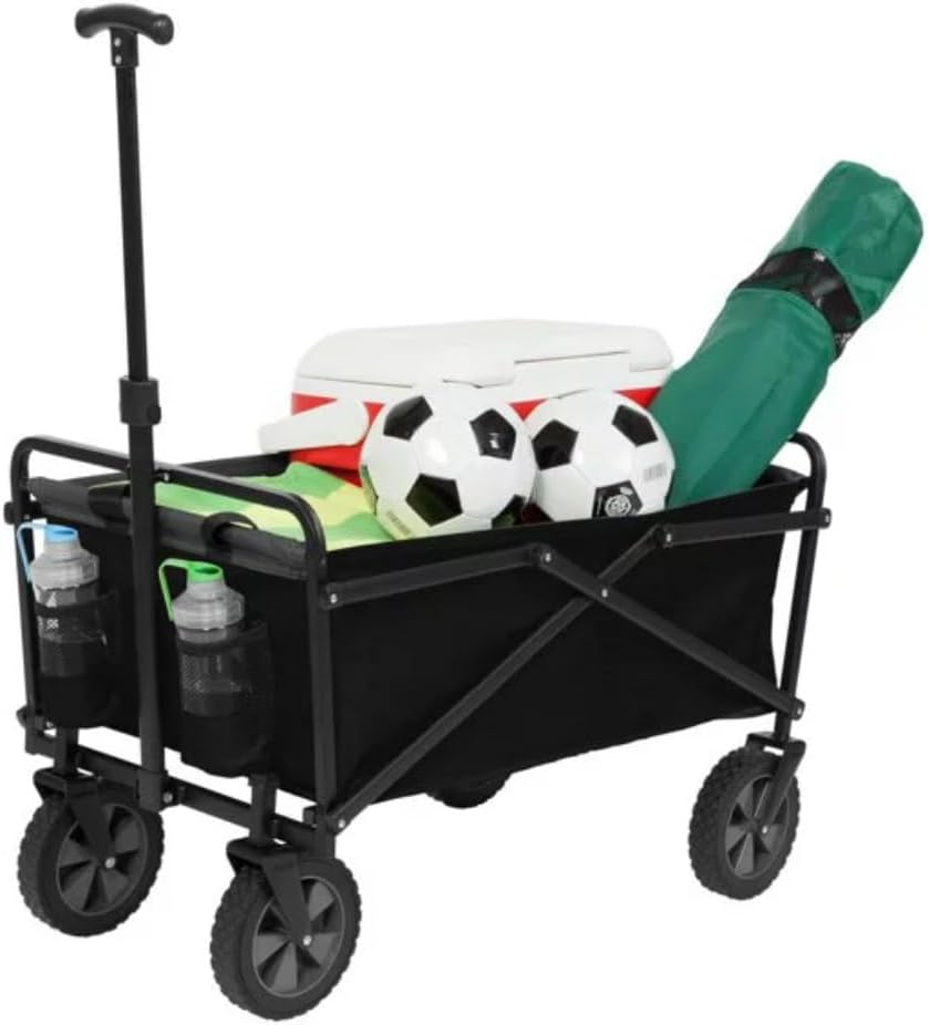 JSEIAJB Compact Outdoor Folding Utility Wagon, Black Portable Shopping Cart