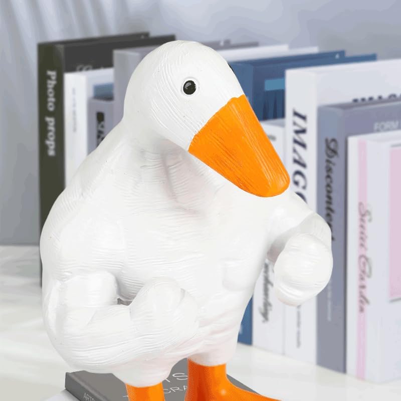 Fun Muscular Buff Duck Statue Ornament Cute Funny Muscle Goose Duck Sculptures Magnetic Key Holder Tool Organizer Holder Figurine Ornaments For Home Living Room Bedroom Housewarming Ideas Gift (1PCS)