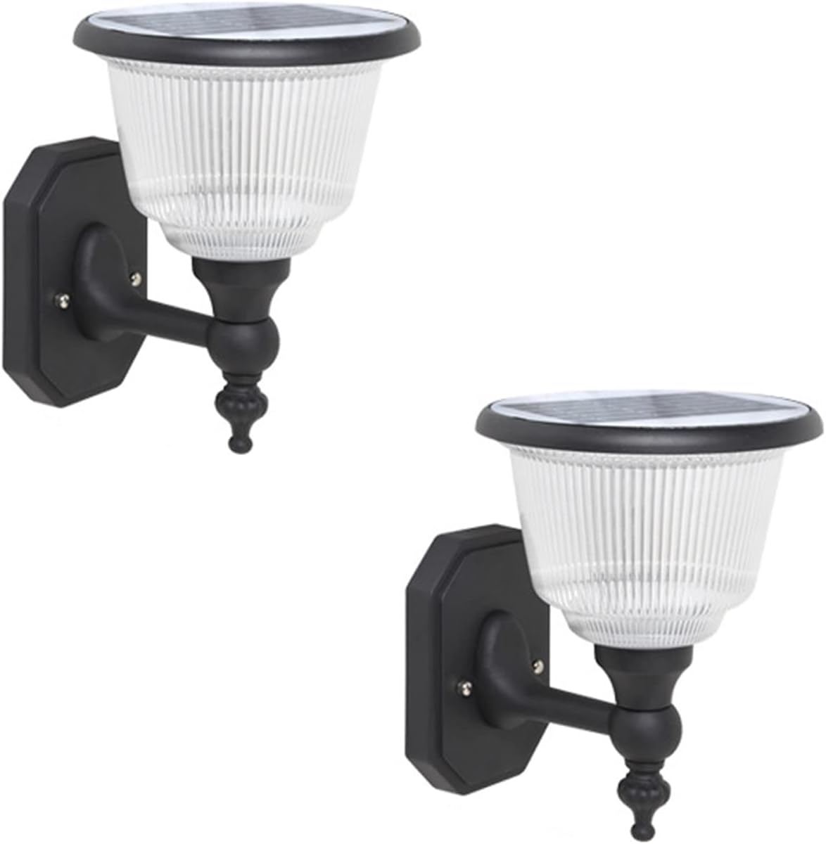 Lamp Solar Wall Lights Outdoor 2 Pack Waterproof Black Finish Anti-Rust Wall Mount Light Solar LED Light Decorative Lamps for Deck Step Fence Post Pathway and Garden Lighting E(B)