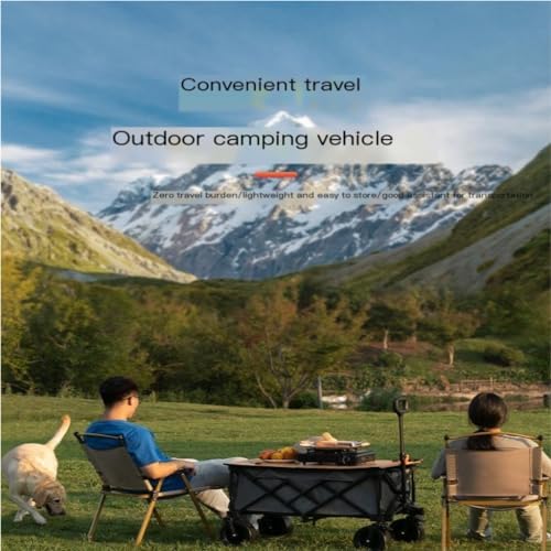 Portable Camping Cart,Folding Beach Trolley Cart with Table for Outdoor Camping Portable Picnic Cart for Camper Trailer and Van