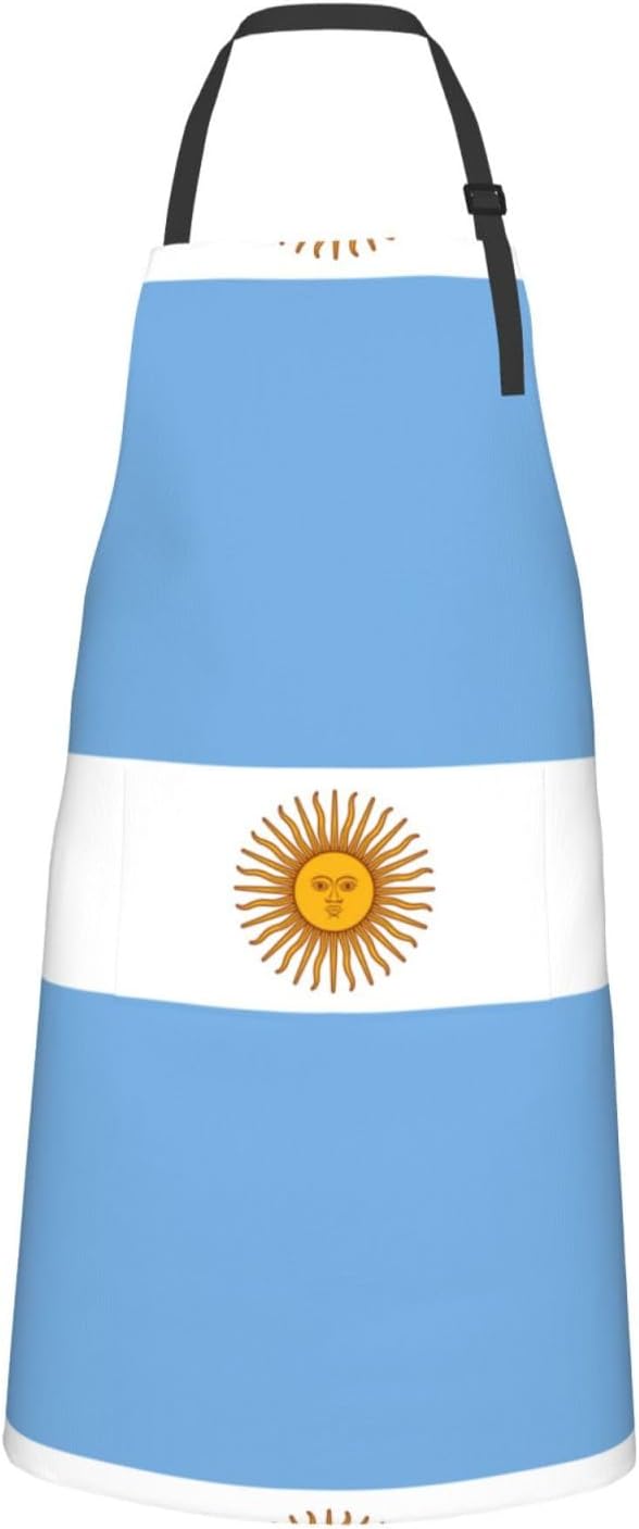 Argentine flag print Waterproof chef's apron with pocket apron for kitchen cooking baking barbecue and gardening