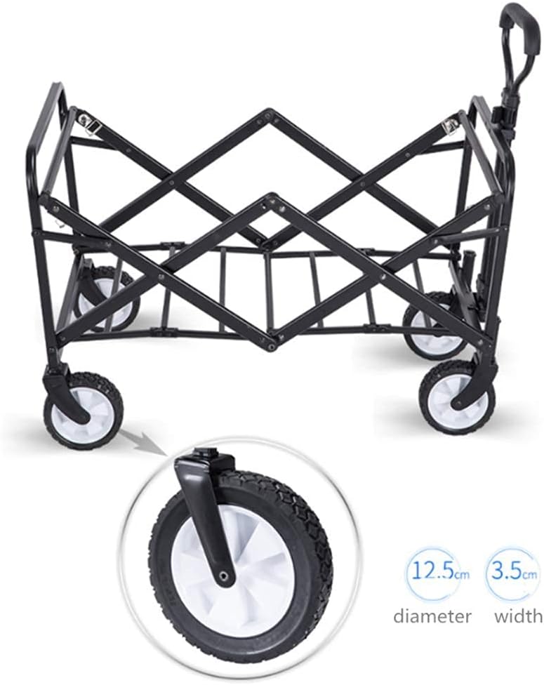 Supermarket Shopping Beach Heavy Duty Foldable Garden Trolley Cart Wagon Truck with 4 Wheels 600D Waterproof Fabric Plastic Wheel Used,3X48.5X90Cm