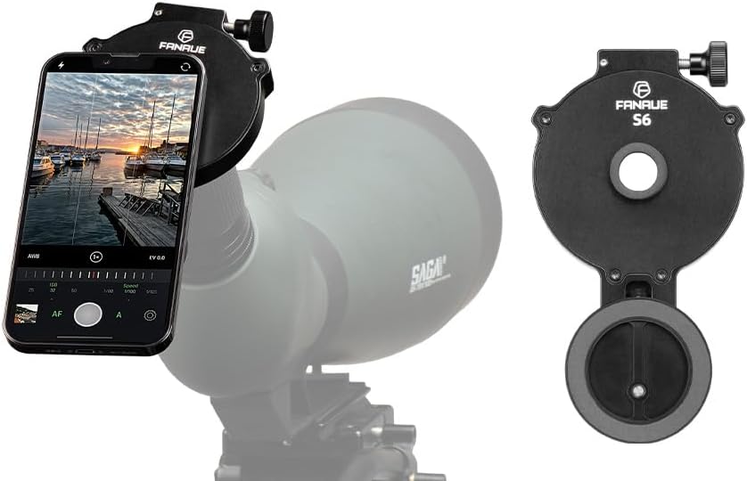 FANAUE Telescope Phone Adapter, Spotting Scope Smartphone Phone Mount for Binoculars Monocular Microscope, Magnetic Cell Phone Digiscoping Holder for Camera Photography