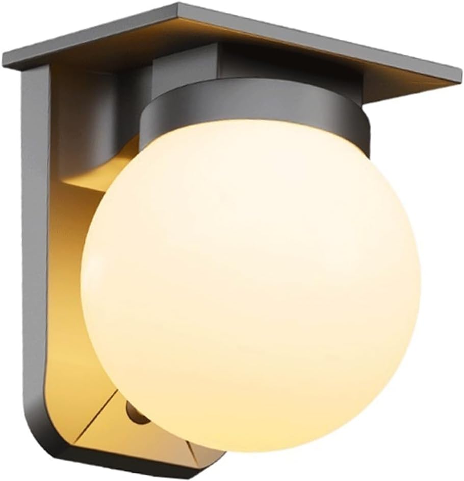 Outdoor Wall Sconce, Modern LED Globe Wall Lamp, Waterproof Solar Dusk to Dawn Exterior Mounted Lighting, Wireless PC Wall Light for Porch, Patio, Terrace, Garage, Villa, Garden, Storefront