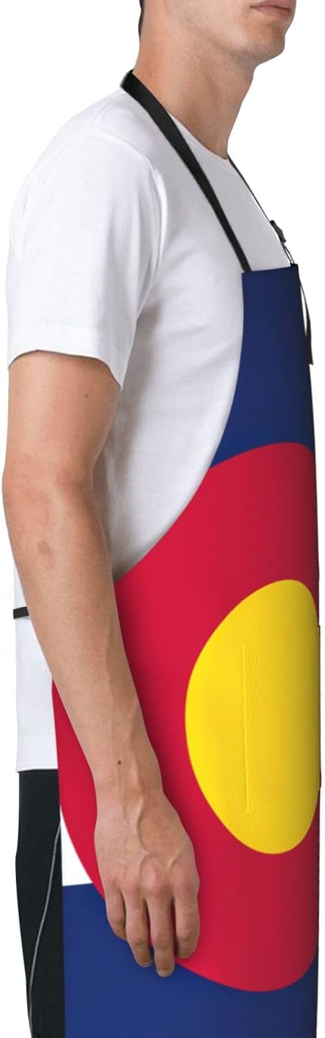 YANYU Colorado flag Print 28x33 In Kitchen Apron Stylish Chef Apron with Pockets for Cooking Baking Painting