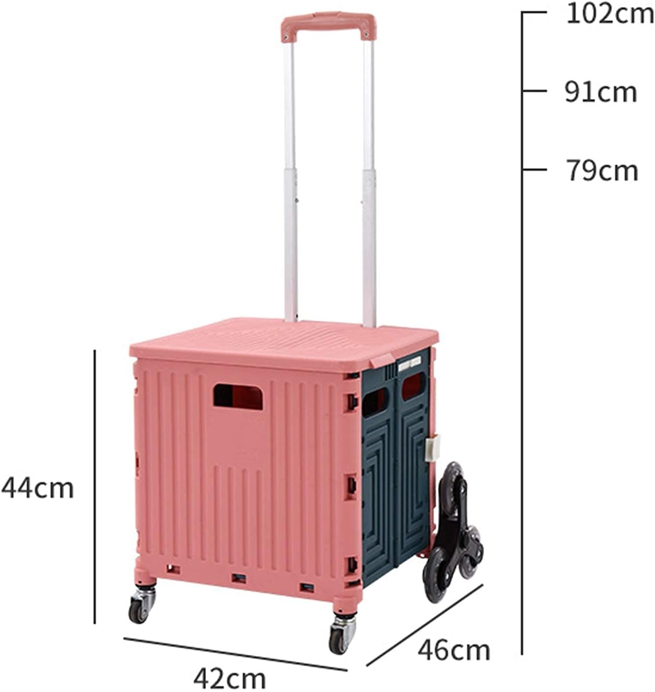Folding Hand Truck Carts Wagons Cart Shopping Picnic Cart Camping Portable Trolley Climb Stairs Portable Folding Trolley (Color : Pink Size : One Szie) (Red One Szie) (Pink One Szie)
