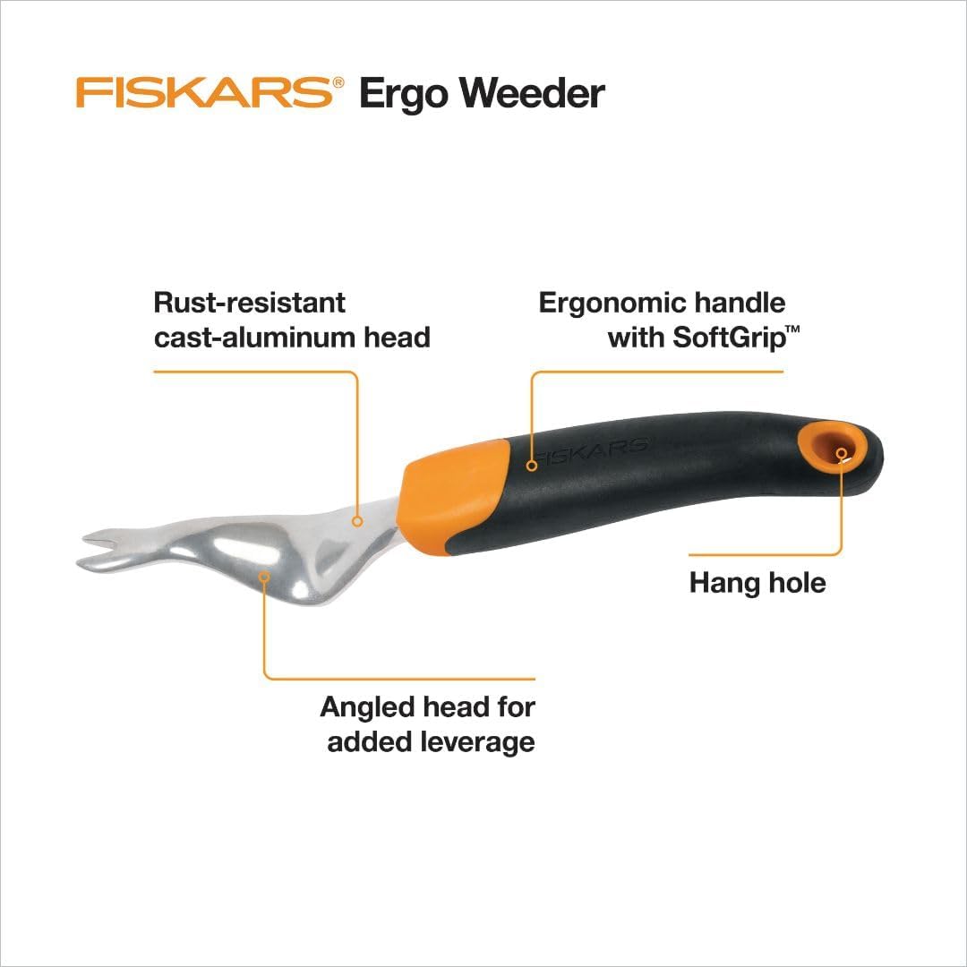 Fiskars Ergo Weeder Tool for Weeding, Heavy Duty Gardening Hand Tool w