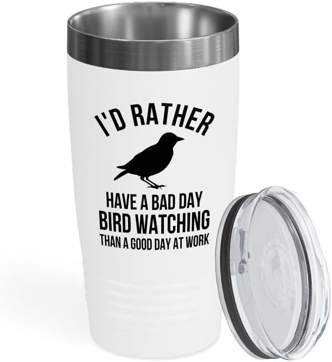 Birding White Edition Viking Tumbler 20oz - Bad day bird watching - Bi
