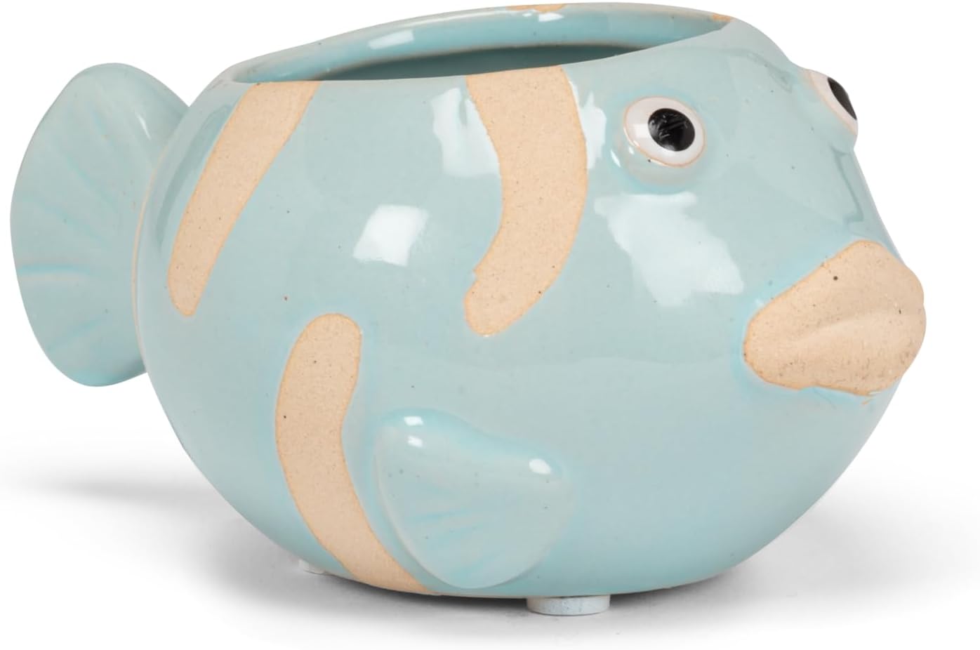 Abbott Collection Ceramic Fish Planter - Blue, Small (2" H)