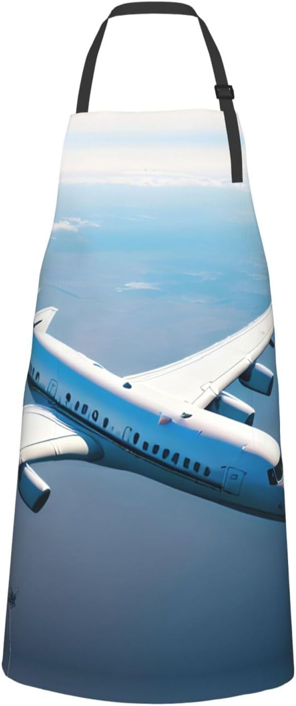 Airplanes Print Laundry apron 28x33 In Waterproof Kitchen Apron with Pockets for Cooking Baking