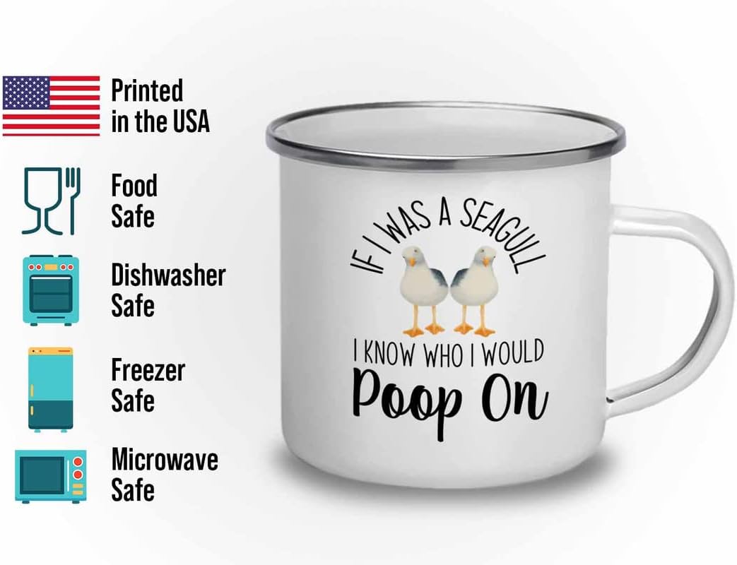 Bird Lover Camper Mug 12oz - Seagull poop on - Hummingbird Nest Cage P