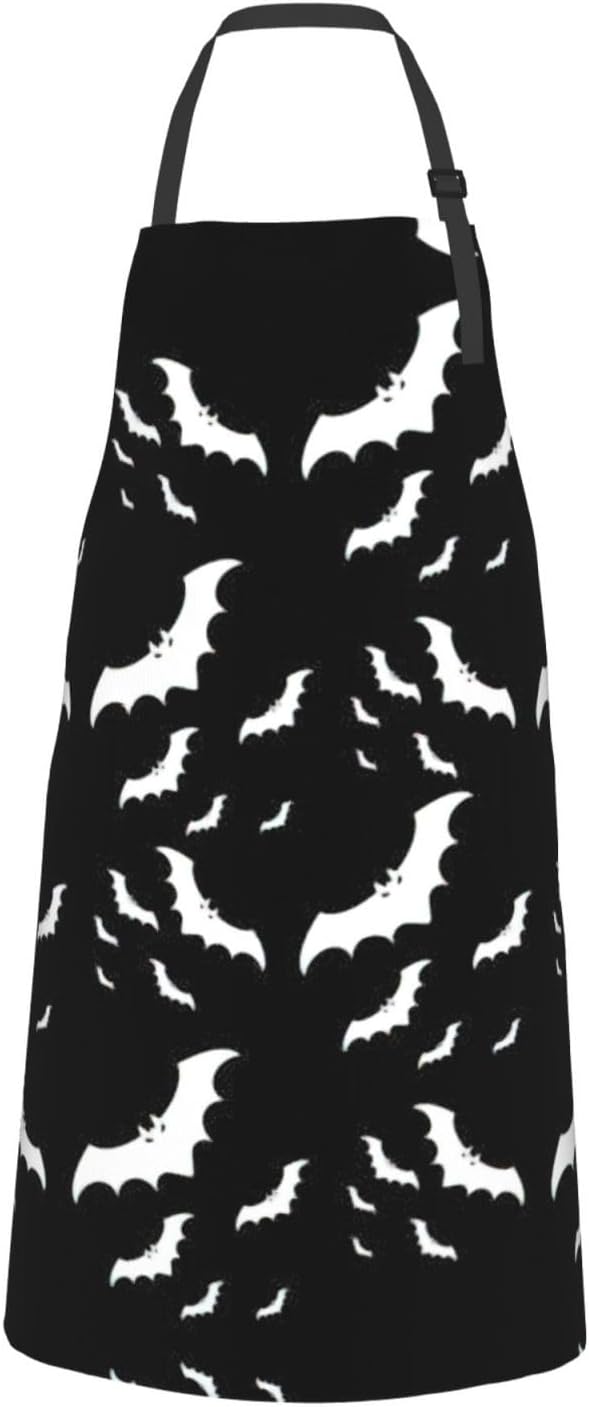 Halloween Flying Bats Print 28x33 In Adult Kitchen Apron with Pockets 