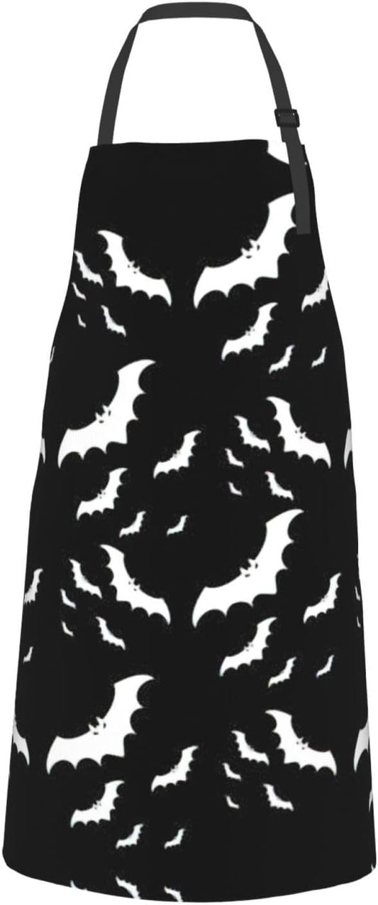 Halloween Flying Bats Print 28x33 In Adult Kitchen Apron with Pockets 