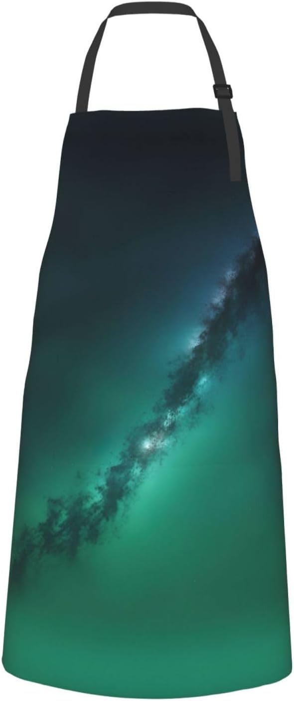 Galaxy Green print Waterproof chef's apron with pocket apron for kitch