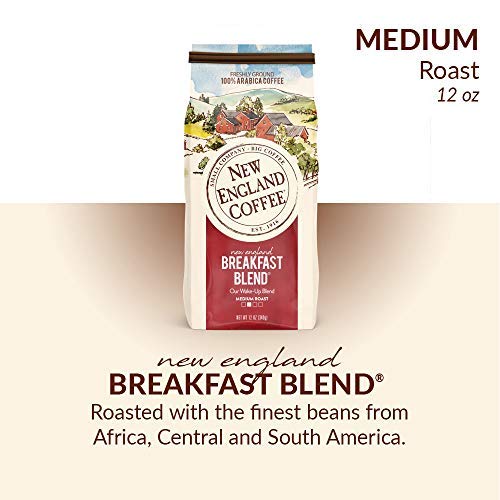 New England Coffee Breakfast Blend Medium Roast Ground Coffee, 12oz Bag (Pack of 1)