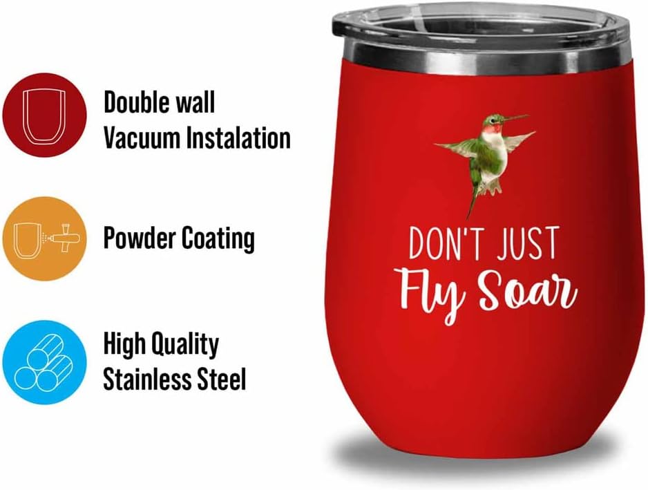 Bird Lover Red Edition Wine Tumbler 12oz - Don't just fly soar - Hummi