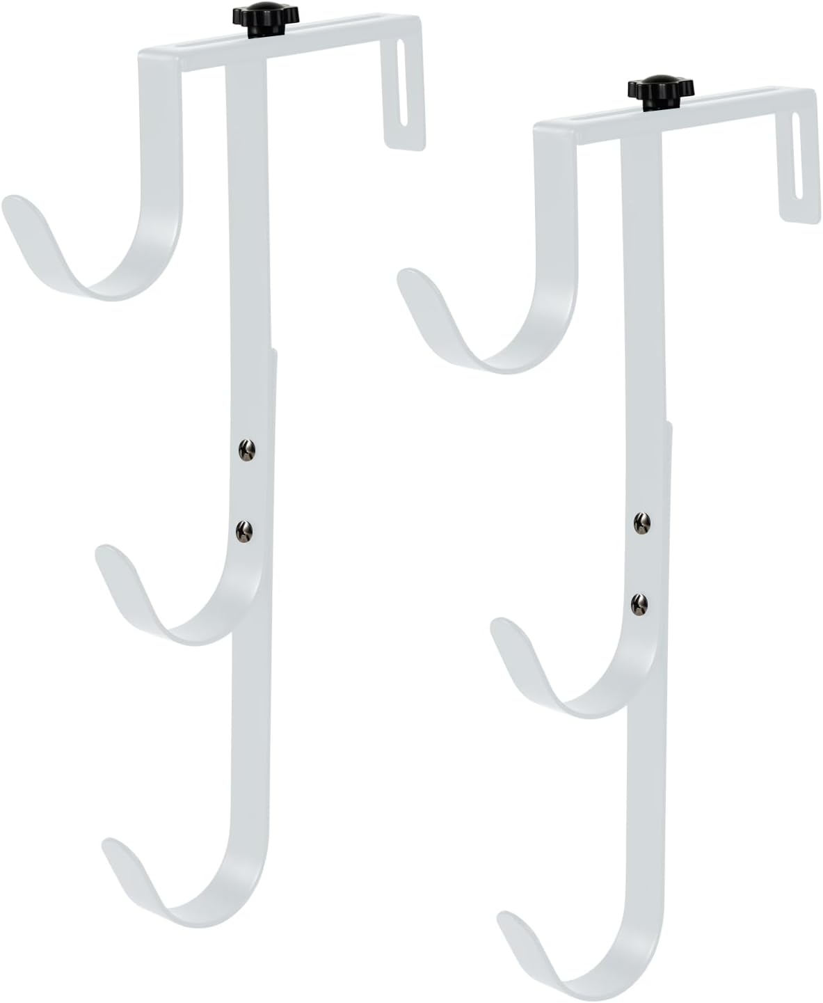 2Pcs White Pool Pole Hangers, Adjustable Heavy Duty Swimming Pool Fence Hooks for Pool Equipment, Skimmers, Leaf Rakes, Nets, Brushes, Vacuum Hose, Garden Tool Organizer