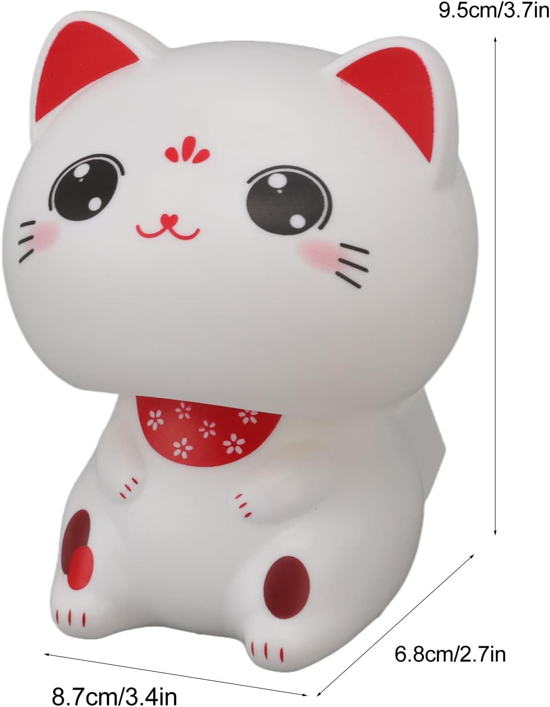 Cat Sculpture, Solar Light Induction Lucky Cat Statue Plastic Nodding Cute Ornament Decoration for Restaurants Car Dashboard (with Large Eyes)