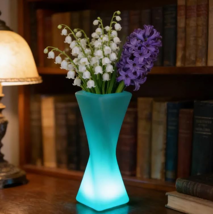 20-inch Modern LED Vase Night Light, Rechargeable Floor Mood Lamp w/Re