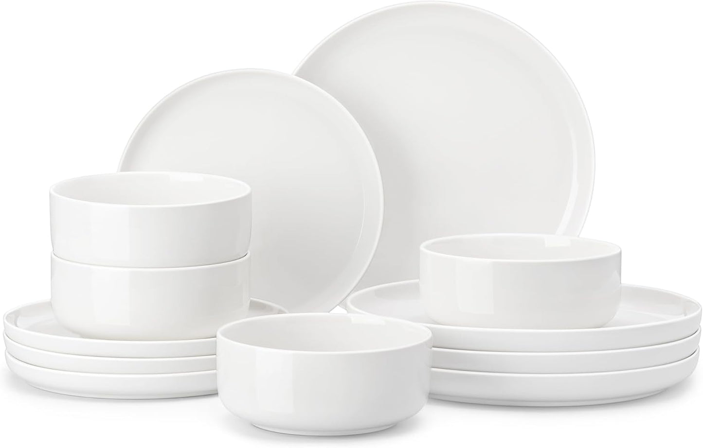MALACASA Plates and Bowls Sets, 12 Pieces Porcelain Dinnerware Sets Di