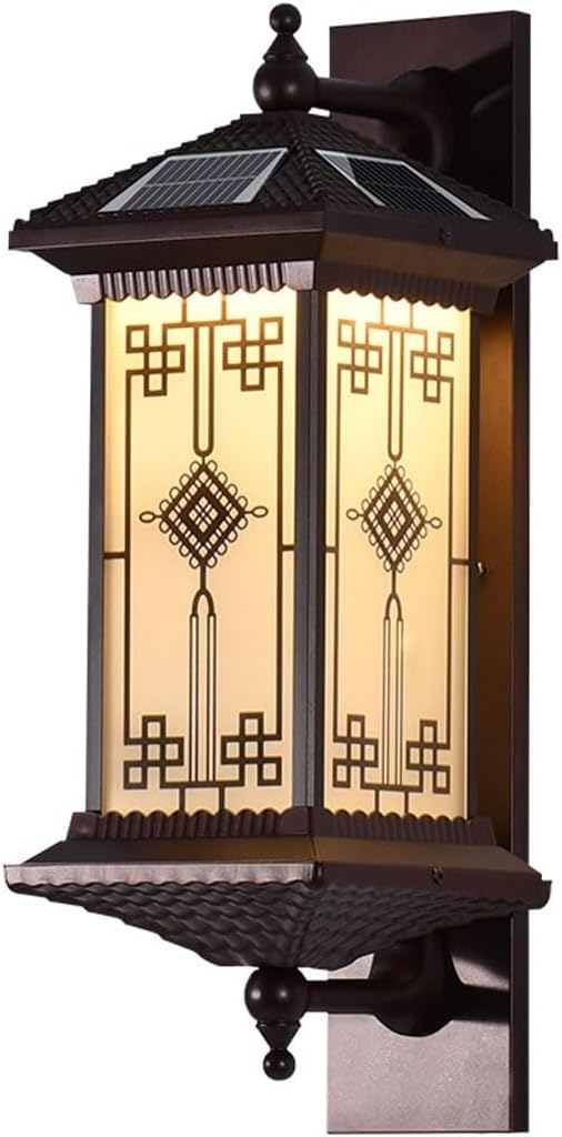 Vintage Solar LED Outdoor Wall Lantern Sconce, Traditional Exterior Light Fixture with Die-cast Aluminum & Frosted Glass, Waterproof Lamp Dusk to Dawn Sensor for Garden Porch Cottage