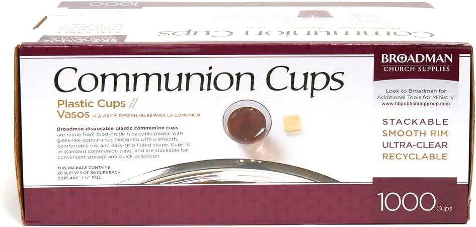 BROADMAN CHURCH SUPPLIES Plastic, Disposable, Recyclable Communion Cups, 1000 Count