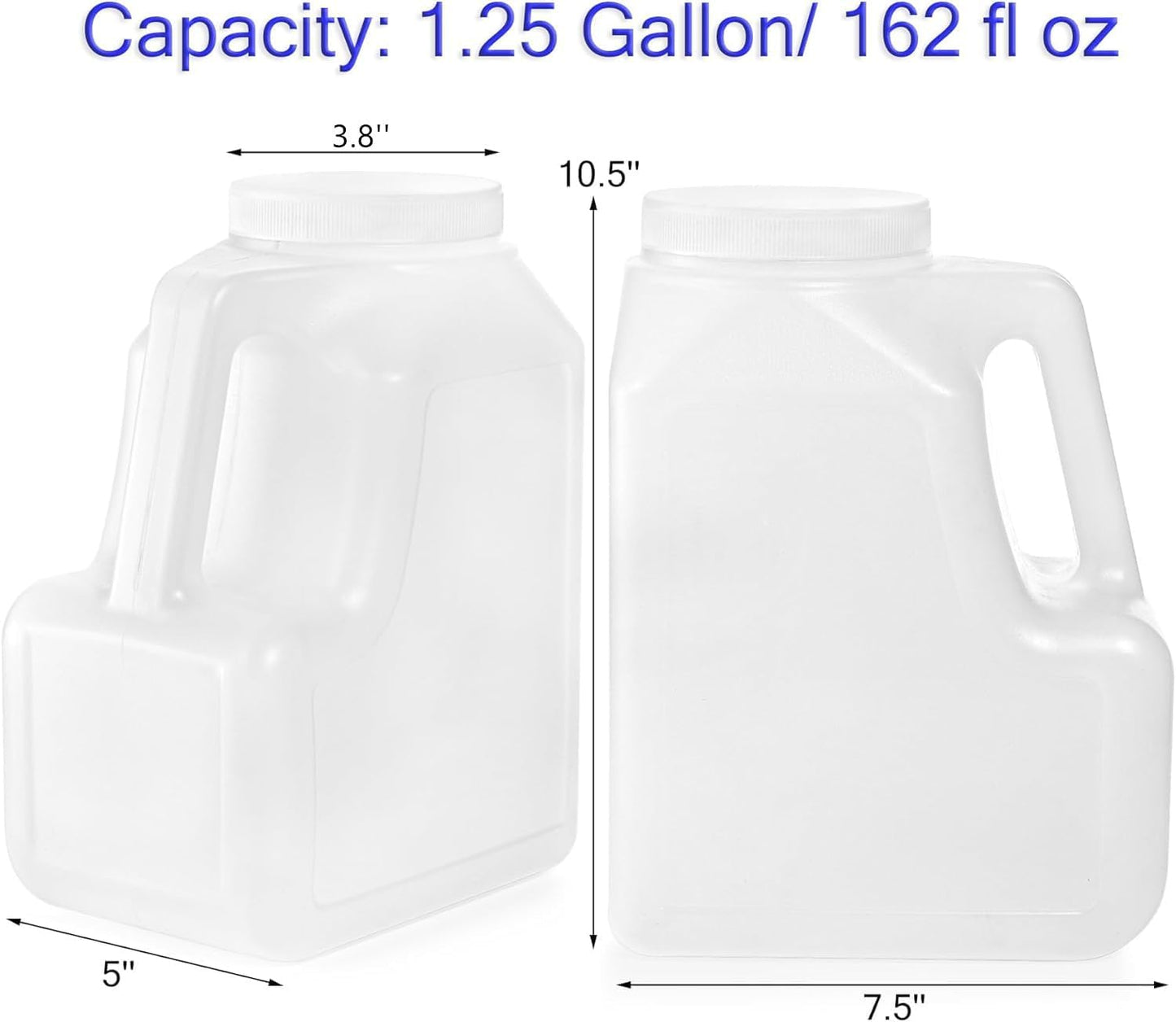 Yesland 2 Pcs White Plastic Gallon Jar with Handle and Airtight Lid - Square Empty Storage Containers and Jugs - 1.25 Gallon Wide Mouth Bottles for Craft Supplies, Paint, Detergent Storage, Liquids