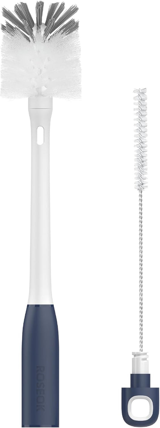 2 in 1 Long Handle Bottle Brush with Straw Brush for Cleaning Glass, S