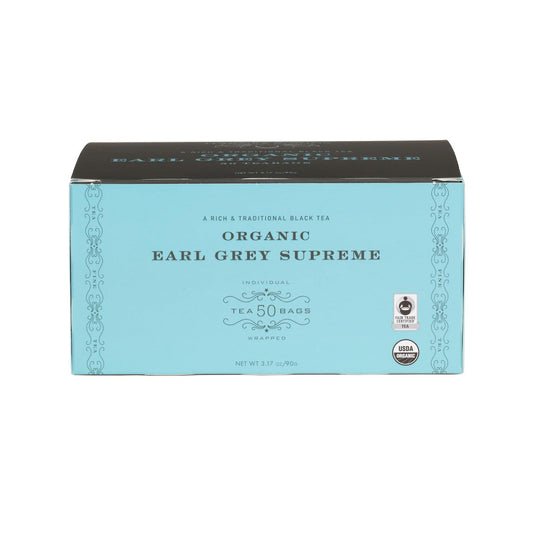 Harney & Sons Organic Earl Grey Supreme | Box of 50 Organic Earl Grey Tea Bags with Black Tea & Bergamot Oil, Individually Wrapped Teabags