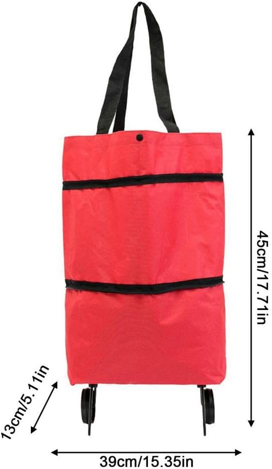JSEIAJB Small Pull Cart Portable Shopping Food Organizer Trolley Bag O