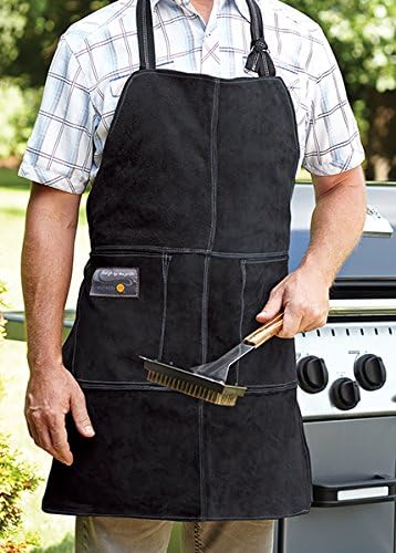 Outset Grill and Kitchen Apron, Black Leather, 27" x 30"