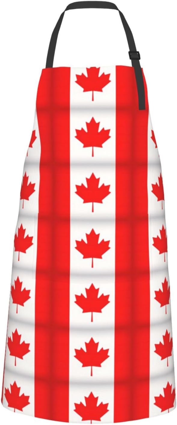Canadian flag print Waterproof chef's apron with pocket apron for kitchen cooking baking barbecue and gardening