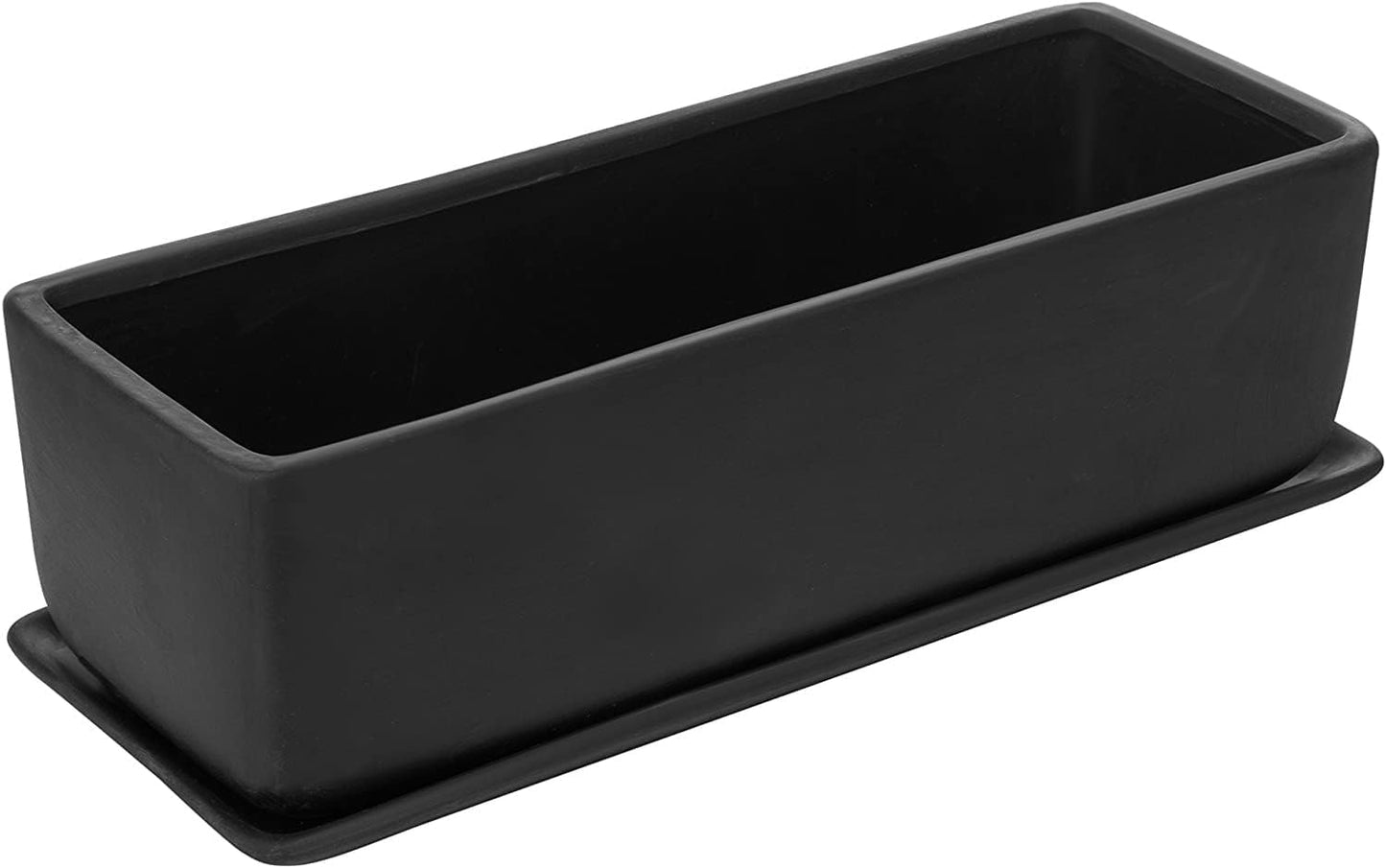 MyGift 14 Inch Ceramic Indoor Plant Pot, Rectangular Succulent Planter