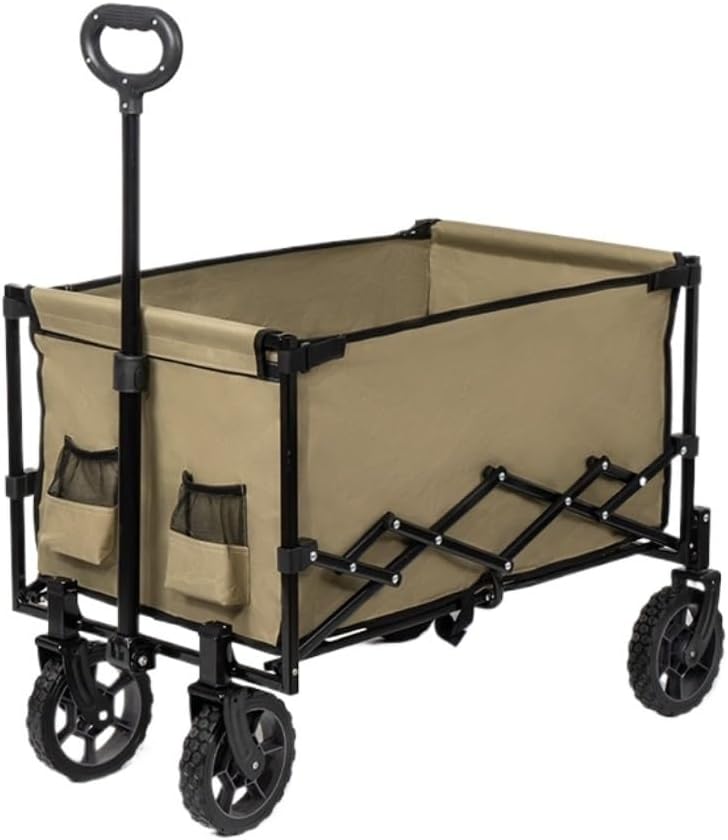 Portable Camping Cart,Outdoor Folding Beach Trolley Cart for Picnic Camping Portable Supermarket Shopping Cart with Cargo Trailer Black Color