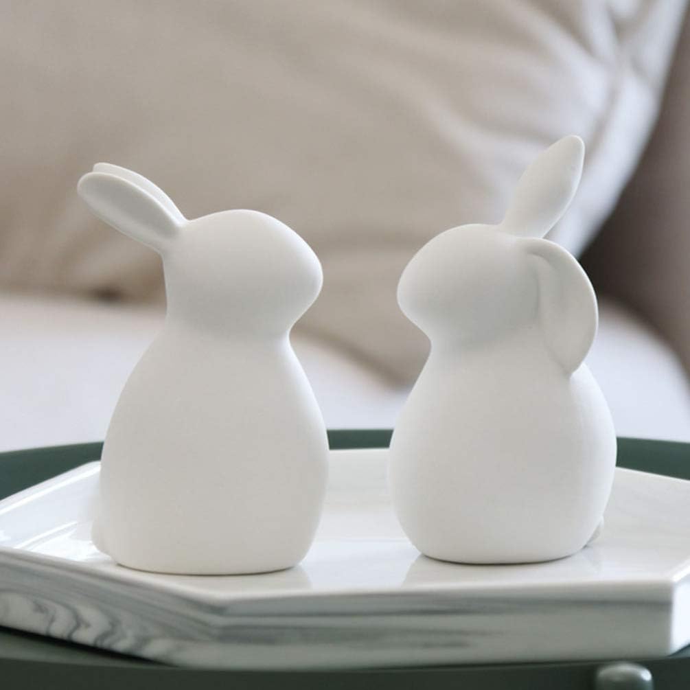 Homoyoyo Ceramic White Rabbit - Hand-Painted Ceramic Bunny Figurine El